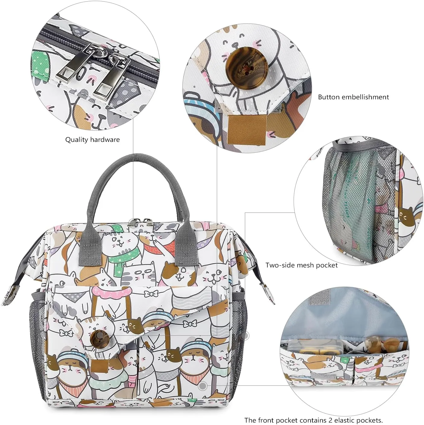 Lmbabter Baby Diaper Bag Handbag Waterproof Multi-Function Mini Smart Diaper Bag with Insulated Pocket for Outdoor (Cat)