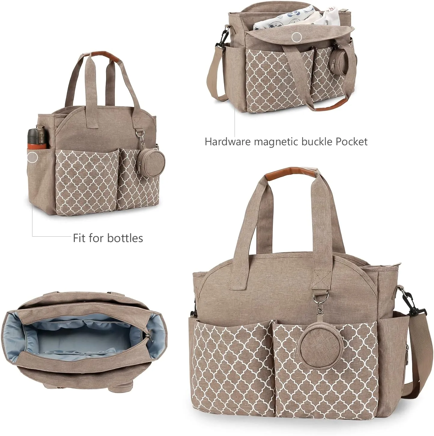 Lmbabter Diaper Bag Tote with Changing Station Upgrade Multi-Function Baby Bag with Adjustable Shoulder Strap