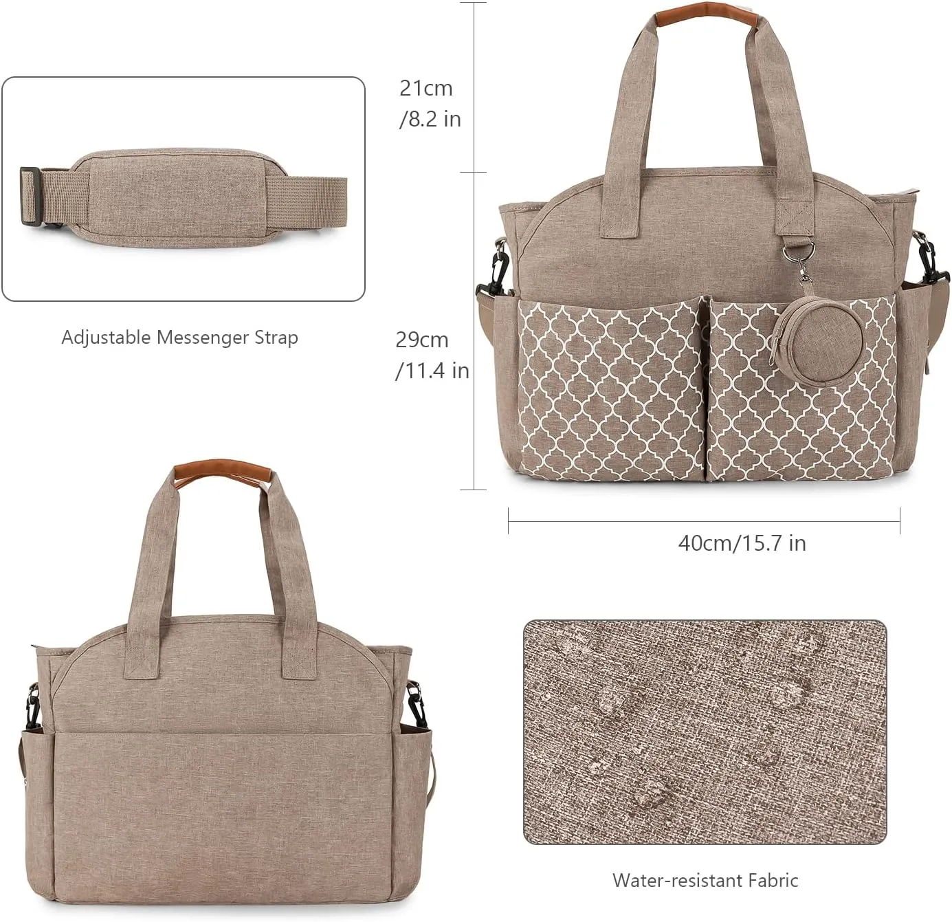 Lmbabter Diaper Bag Tote with Changing Station Upgrade Multi-Function Baby Bag with Adjustable Shoulder Strap