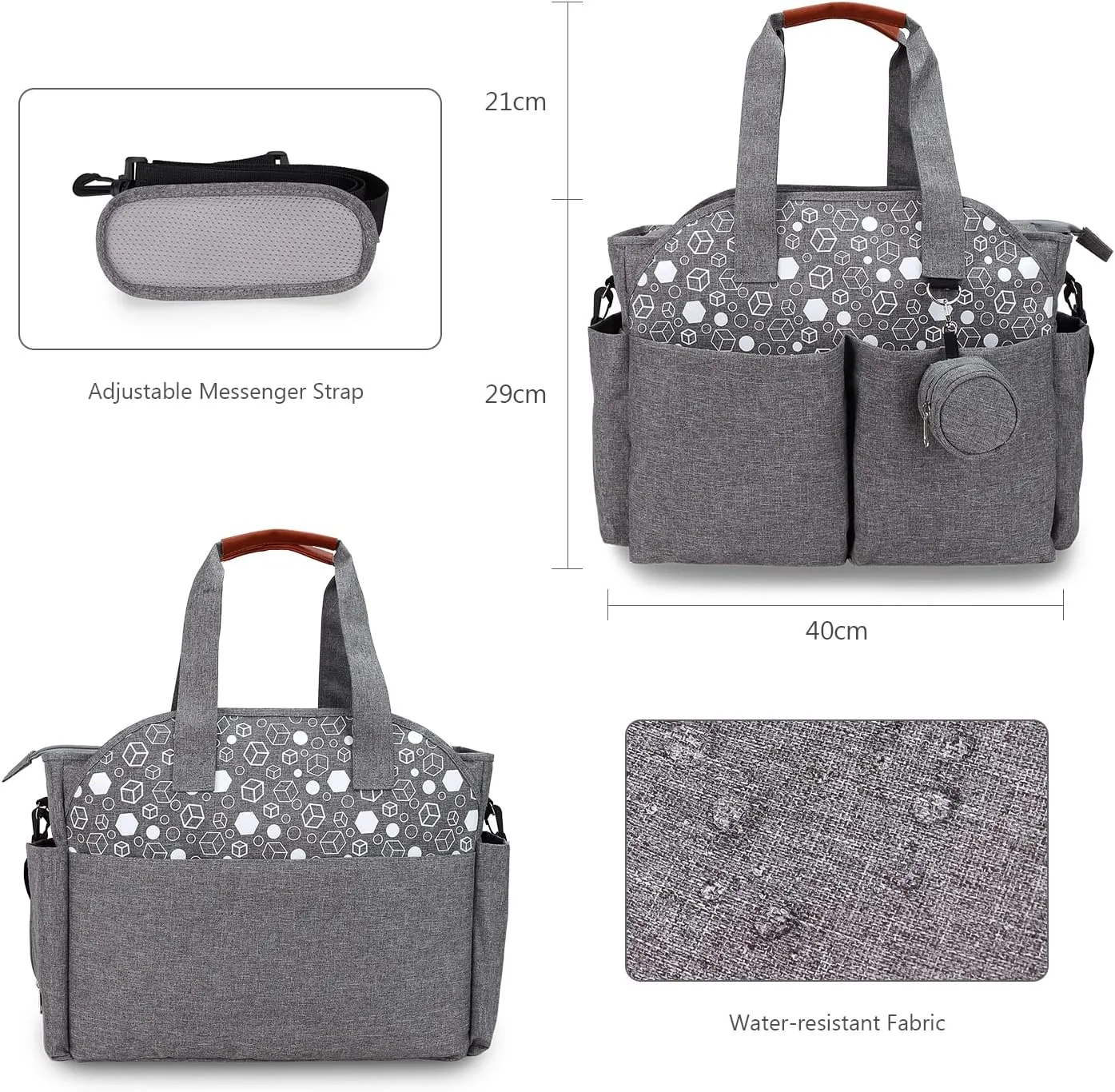 Lmbabter Diaper Bag Tote with Pacifier Case&Changing Station Upgrade Multi-Function Messenger Weekender Bag Baby Bag