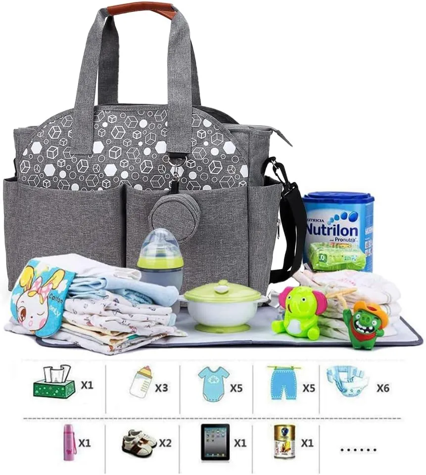 Lmbabter Diaper Bag Tote with Pacifier Case&Changing Station Upgrade Multi-Function Messenger Weekender Bag Baby Bag