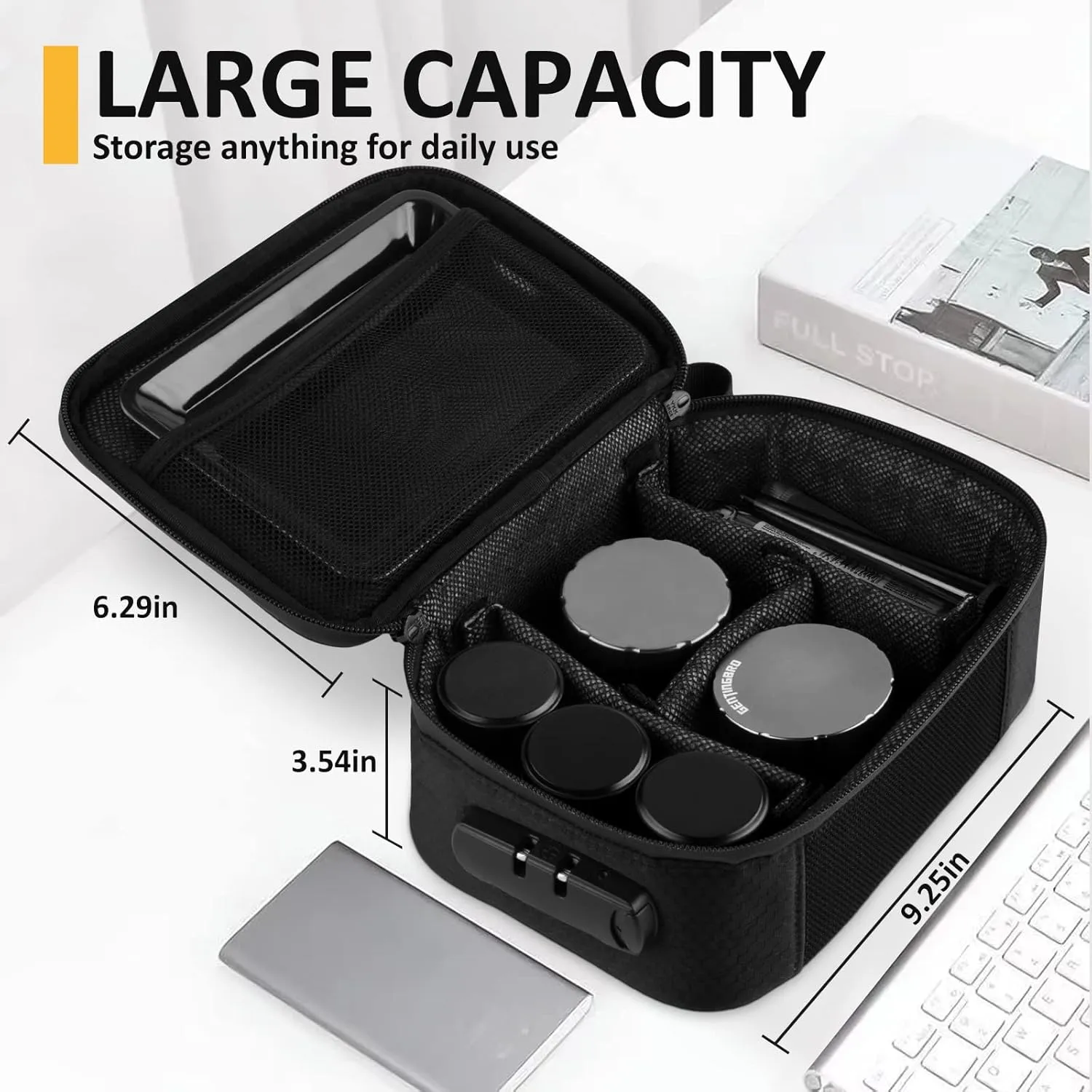 Lock Bag with Combination Medicine Bag Travel Lunch Black