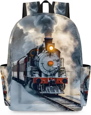 Locomotive Train Kids Backpack for Boys Girls Winter Transport Preschool Toddler Backpack Kindergarten Nursery Bookbag Travel Children School Bag