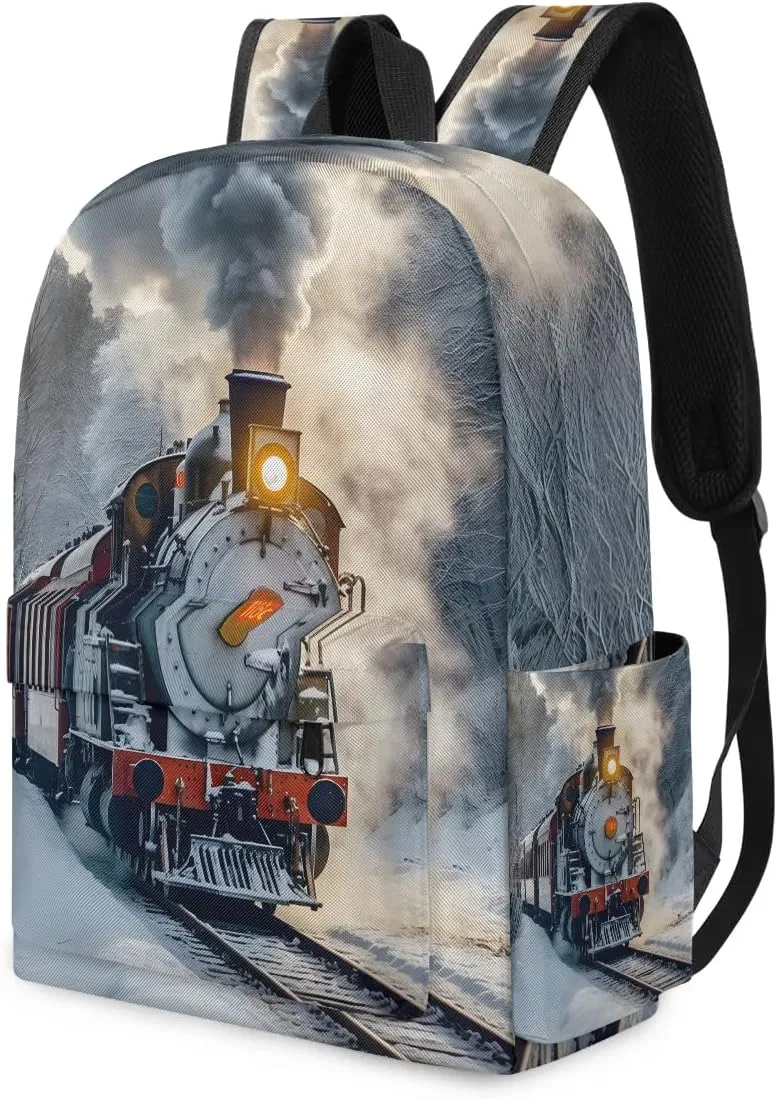 Locomotive Train Kids Backpack for Boys Girls Winter Transport Preschool Toddler Backpack Kindergarten Nursery Bookbag Travel Children School Bag