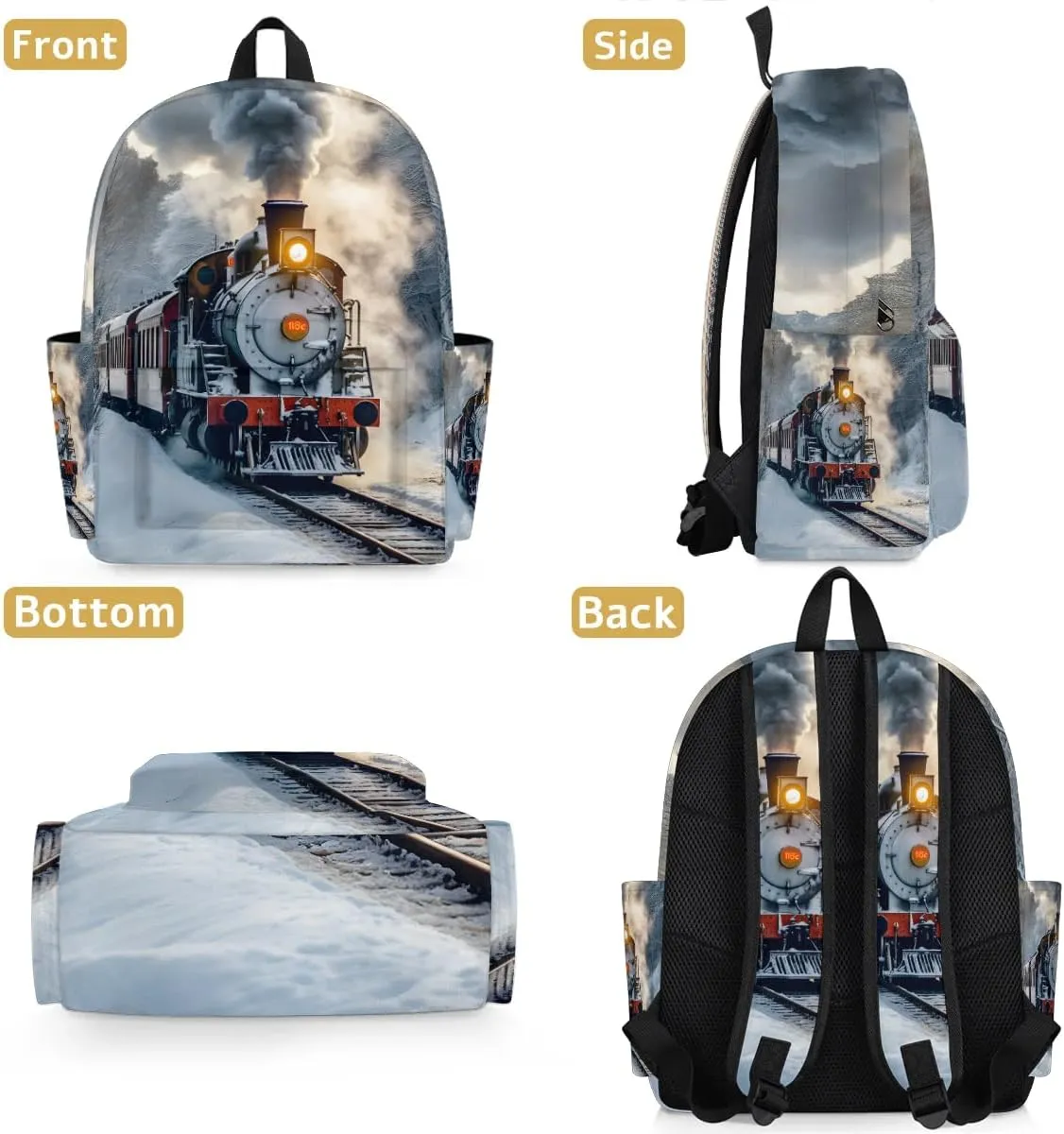Locomotive Train Kids Backpack for Boys Girls Winter Transport Preschool Toddler Backpack Kindergarten Nursery Bookbag Travel Children School Bag