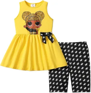 L.O.L. Surprise! Girls Clothes 2PCS Outfits Ruffle Sleeveless Top and Plaid Print Shorts Set