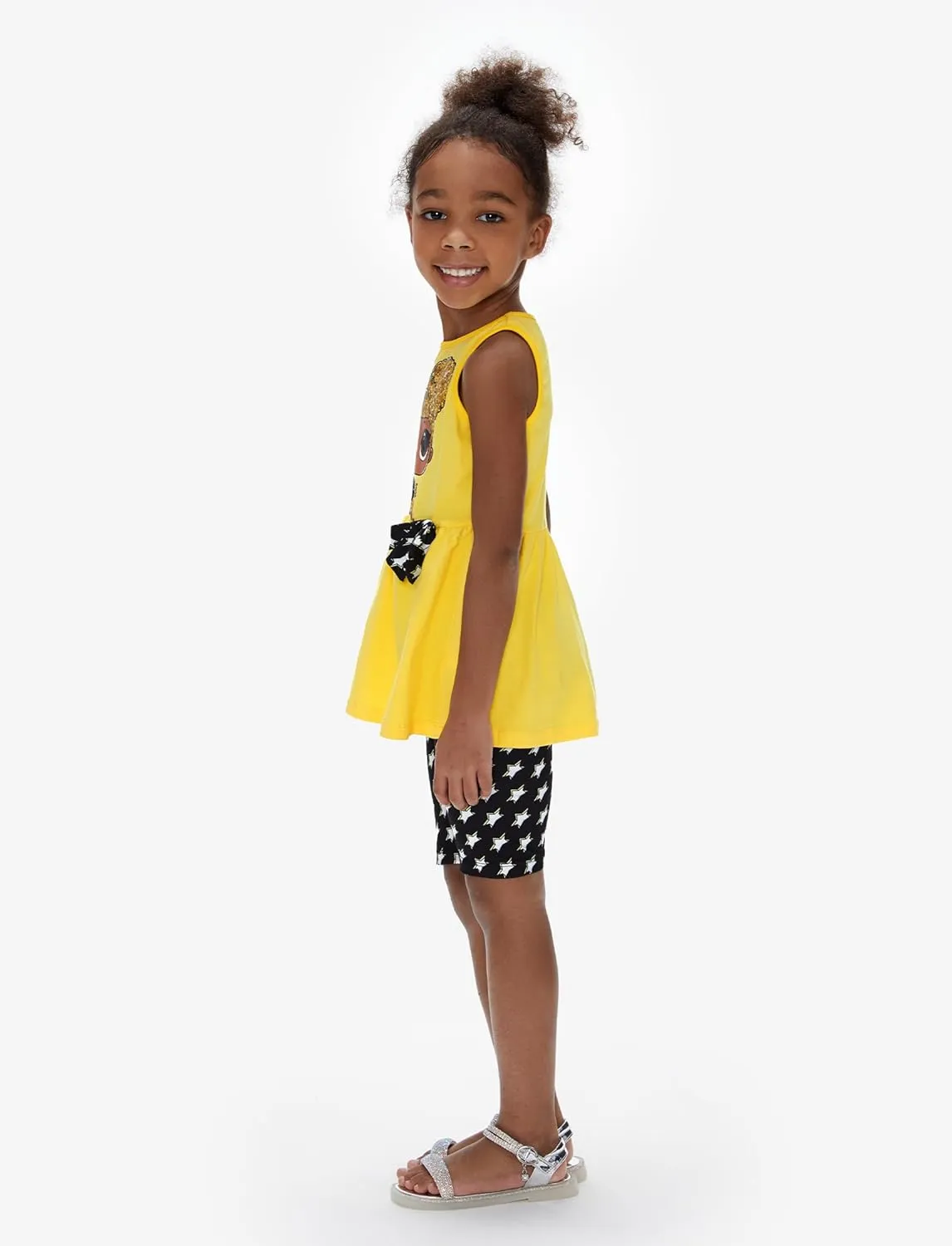L.O.L. Surprise! Girls Clothes 2PCS Outfits Ruffle Sleeveless Top and Plaid Print Shorts Set