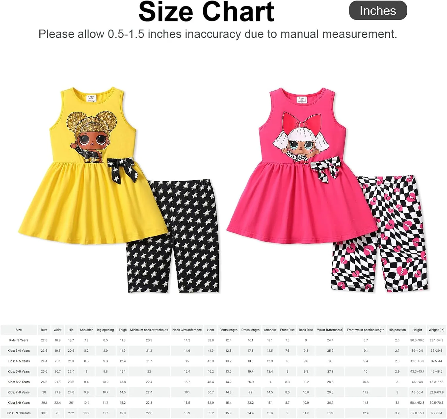 L.O.L. Surprise! Girls Clothes 2PCS Outfits Ruffle Sleeveless Top and Plaid Print Shorts Set