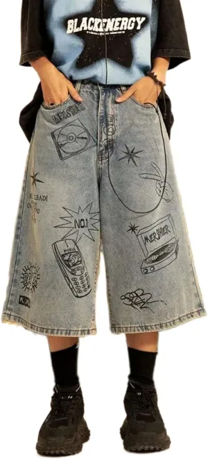 Long Denim Shorts Jorts Y2k Aesthetic Baggy Jeans Short Harajuku Fashion Streetwear Vintage Grunge Korean Style Unisex