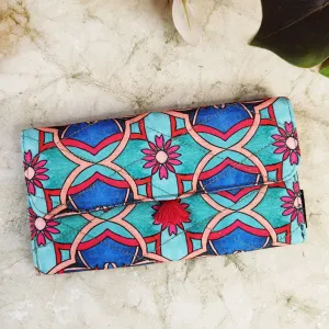 Long Flap Wallet-Teal Tile