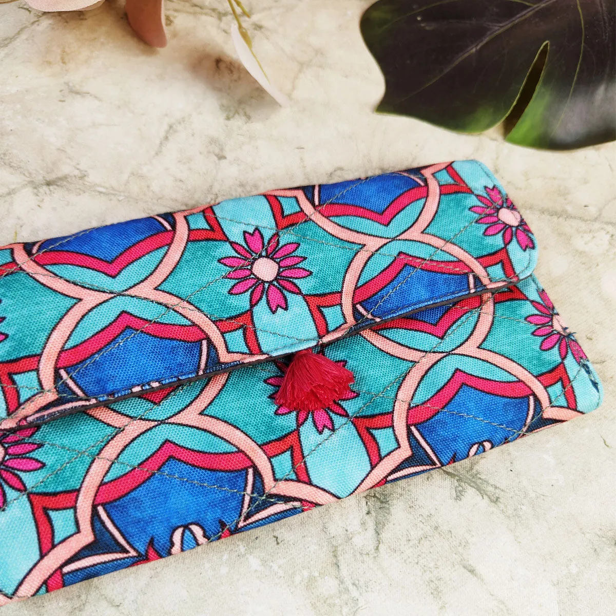 Long Flap Wallet-Teal Tile