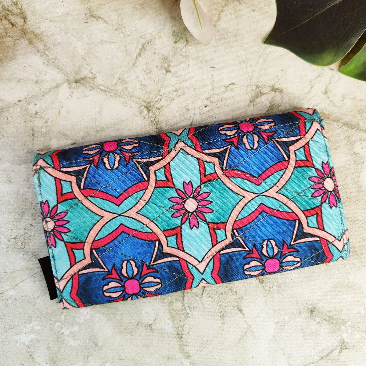 Long Flap Wallet-Teal Tile