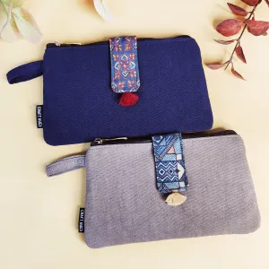 Long Plain Wallet Combo - Blue/Grey