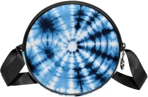 Long Strap Crossbody Bag, Round, Shoulder Bag for Women, abstract swirl tie-dye