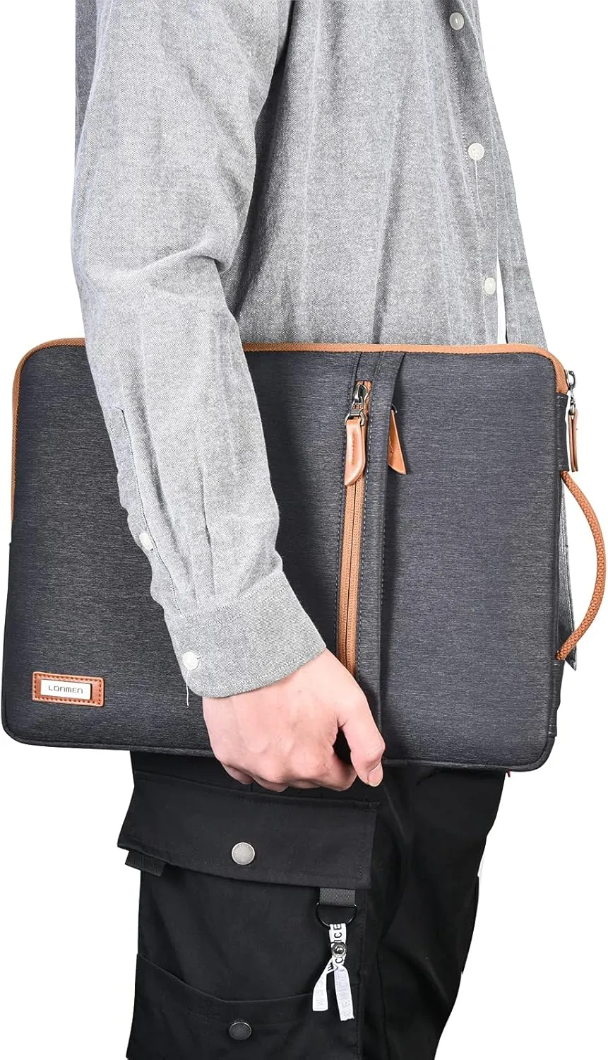LONMEN 14 inch Laptop Sleeve Case Water-Resistant Handle Bag for Most 14” Computer/Surface Book/Lenovo Flex 4/Yoga 530/Thinkpad L480 E485/HP Pavilion X360/Dell New Latitude 5490 7490 2018