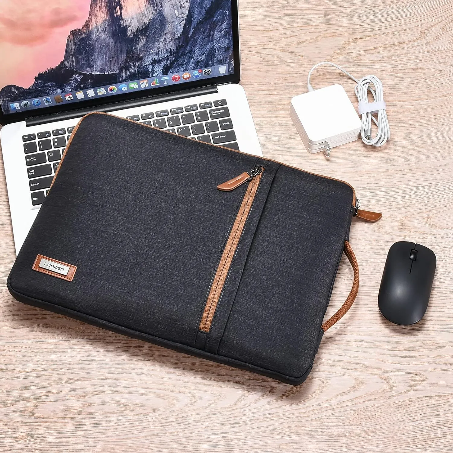LONMEN 14 inch Laptop Sleeve Case Water-Resistant Handle Bag for Most 14” Computer/Surface Book/Lenovo Flex 4/Yoga 530/Thinkpad L480 E485/HP Pavilion X360/Dell New Latitude 5490 7490 2018