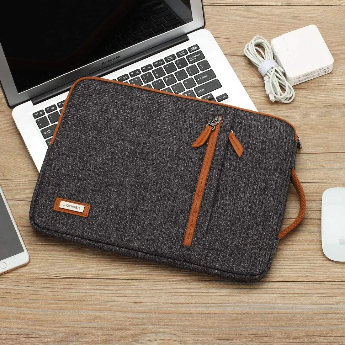 LONMEN 15.6 inch Laptop Sleeve Case Water-resistant Notebook Handle Bag for Flex 4/Yoga 720/Ideapad 330 321S Laptop/ThinkPad P1/HP Envy x360 15/ASUS ROG Zephyrus S/Dell Latitude 3590,Dark Grey