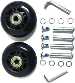 LOTOWELZON 2pcs Luggage Suitcase Replacement Wheels, 50/64/70/75/84/90mm Rubber Inline Roller Skate Wheels with 8mm(0.31") ABEC-7 608ZZ Bearings Repair Kits
