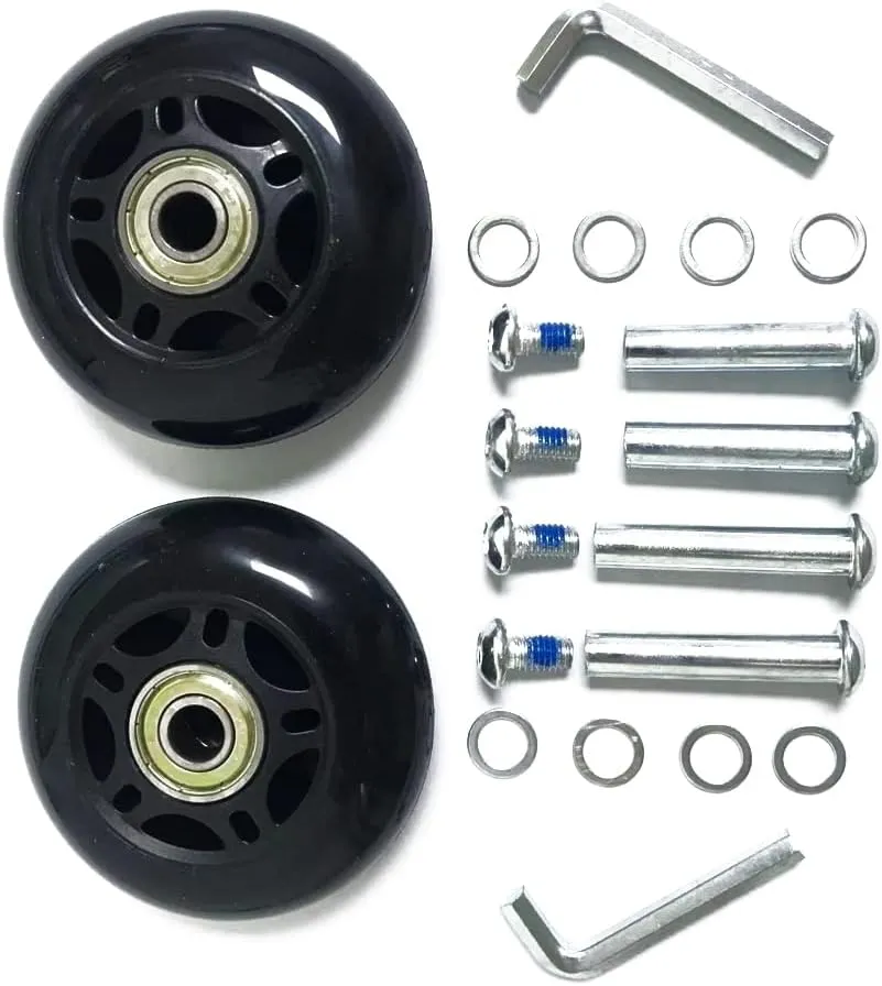 LOTOWELZON 2pcs Luggage Suitcase Replacement Wheels, 50/64/70/75/84/90mm Rubber Inline Roller Skate Wheels with 8mm(0.31") ABEC-7 608ZZ Bearings Repair Kits