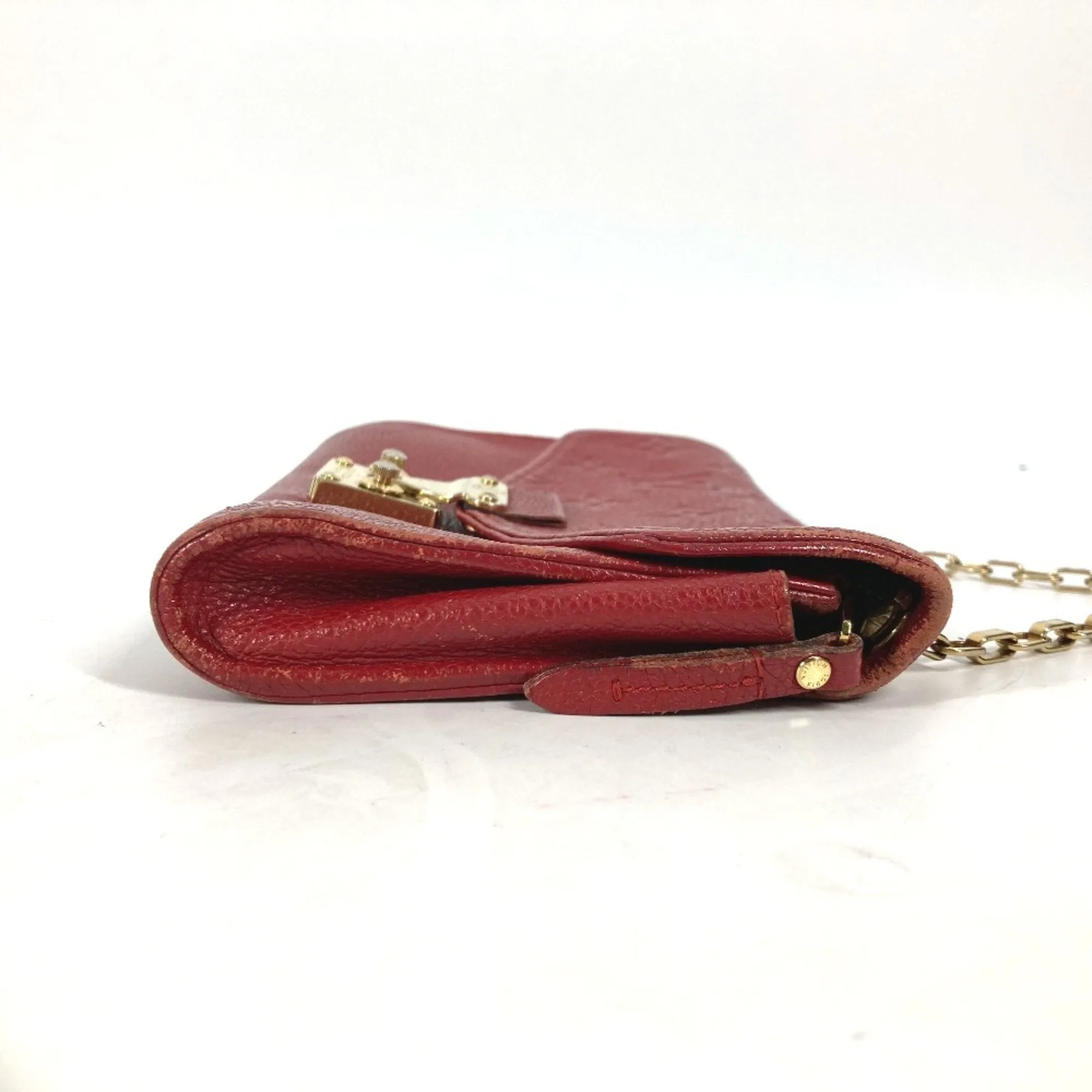 Louis Vuitton M60640 MonogramEmpreinte Chain Wallet Long Wallet Long Wallet Red