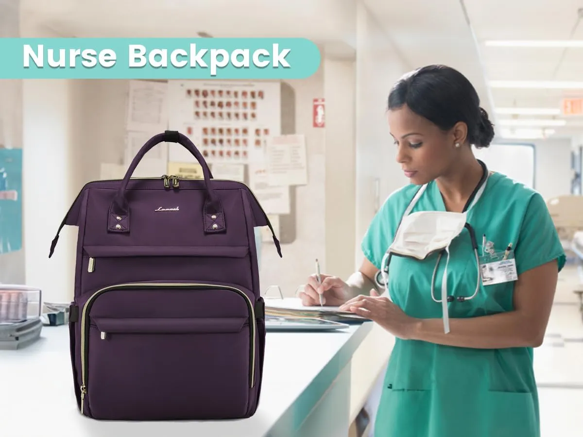 LOVEVOOK College Laptop Backpack, 15.6 Inch Travel Backpack for College, Waterproof Work Backpack Woman for Teacher Nurse Anti-theft Travel Back Pack, Gifts for Women,Dark Purple