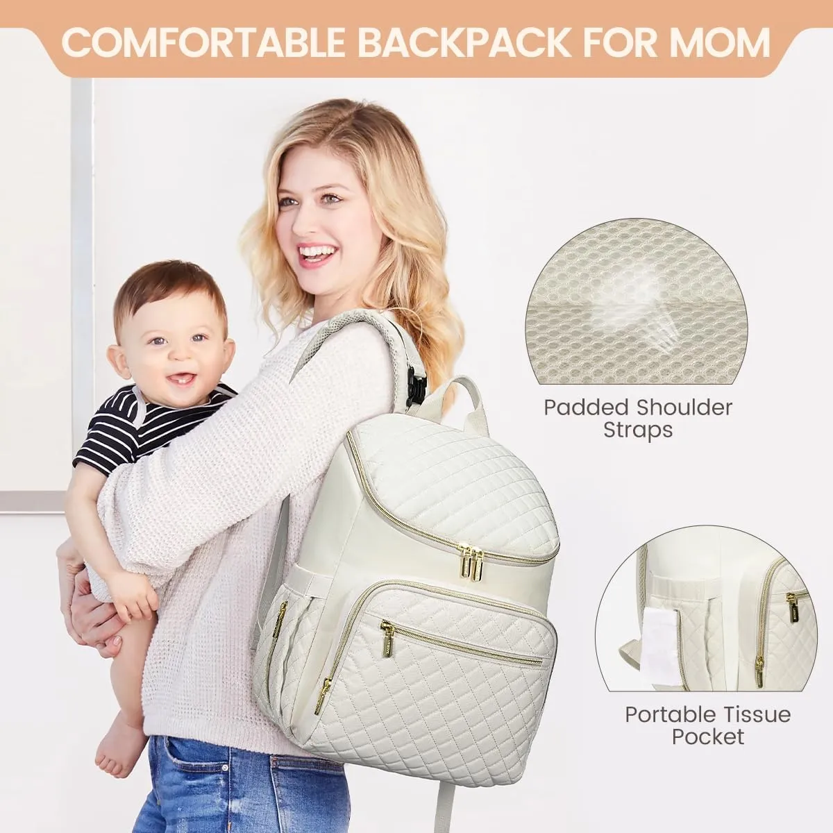 LOVEVOOK Diaper Bag Backpack Large Capacity Baby Bag with Portable Changing Pad, Multifunction Baby Travel Backpack