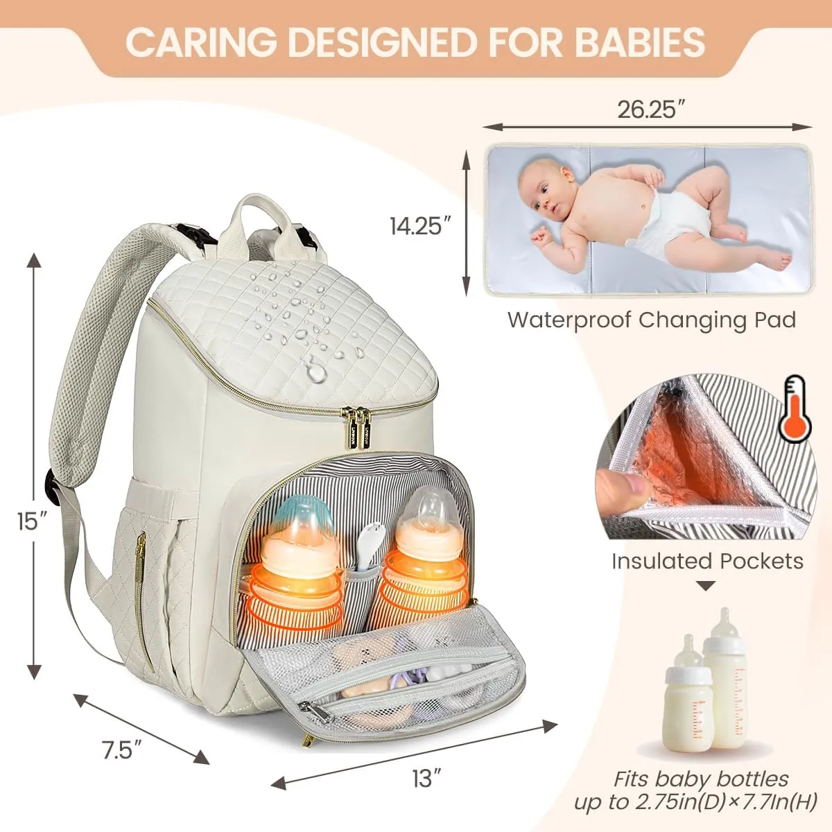 LOVEVOOK Diaper Bag Backpack Large Capacity Baby Bag with Portable Changing Pad, Multifunction Baby Travel Backpack
