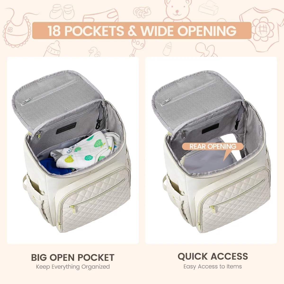 LOVEVOOK Diaper Bag Backpack Large Capacity Baby Bag with Portable Changing Pad, Multifunction Baby Travel Backpack