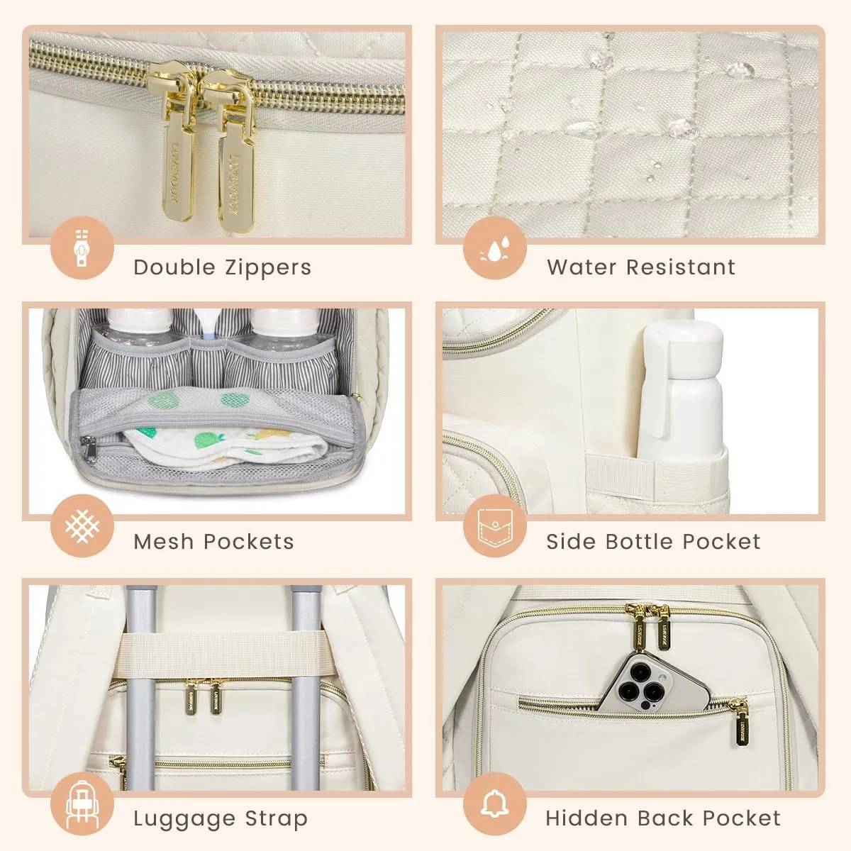 LOVEVOOK Diaper Bag Backpack Large Capacity Baby Bag with Portable Changing Pad, Multifunction Baby Travel Backpack