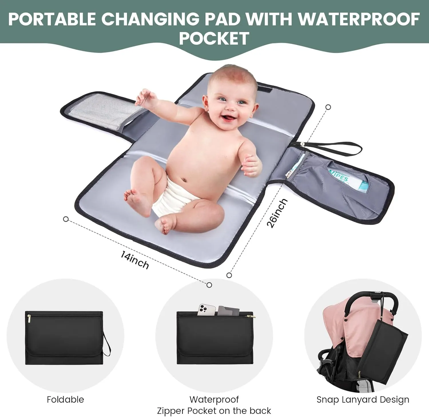 LOVEVOOK Diaper Bag Backpack, Quilted Baby Bag with Changing Pad & Pacifier Holder, Waterproof Travel Diaper Bags with USB Charging Port, Functional Durable Large Capacity, Black