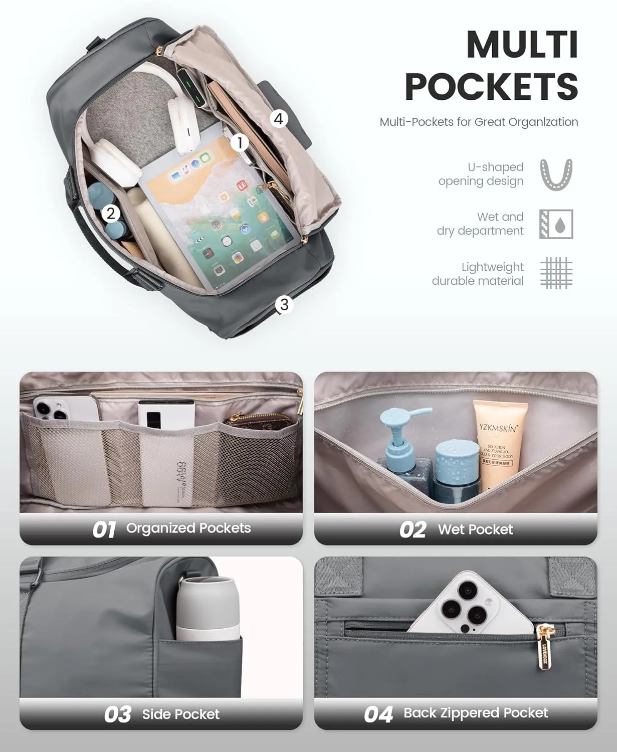 LOVEVOOK Gym bag for Women,Weekender Overnight Bag with Shoe Compartment, Personal Item Travel Duffle Bag with Toiletry Bag & Wet Pocket, Carry on Duffel Bags, Hospital Bags for Labor and Delivery