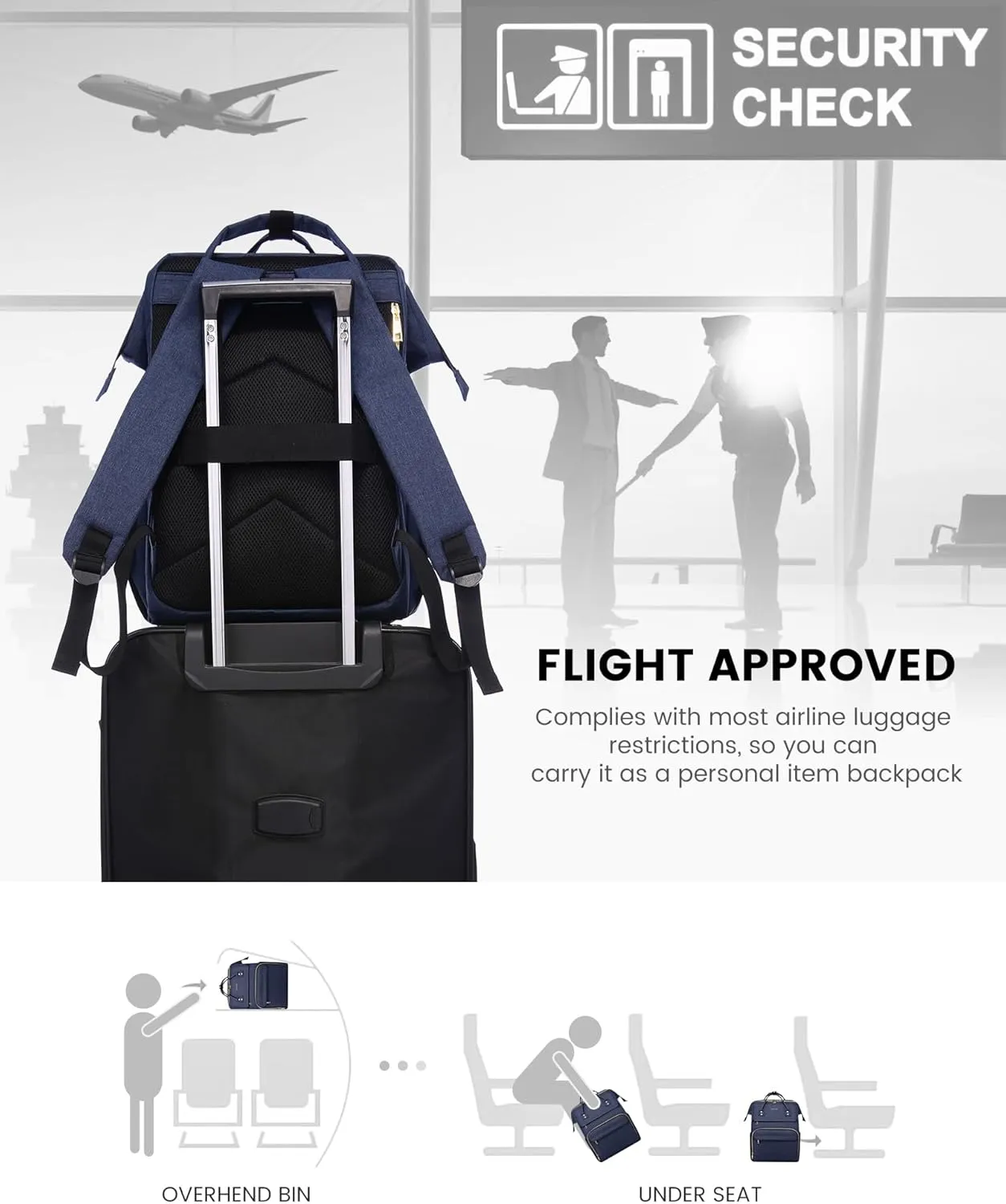 LOVEVOOK Laptop Backpack for Women, 15.6 Inch Travel Backpack with Laptop Compartment, Water Resistant Work Backpack for Teacher Nurse Doctor, Anti-theft Computer Bag with Charger, Navy Blue