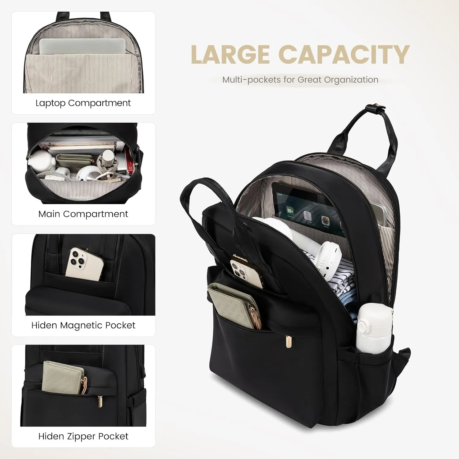 LOVEVOOK Laptop Backpack for Women, 17 Inch Travel Laptop Bag with USB Port, Waterproof Computer Backpack Purse for Work Teacher Nurse, Durable Casual Daypack