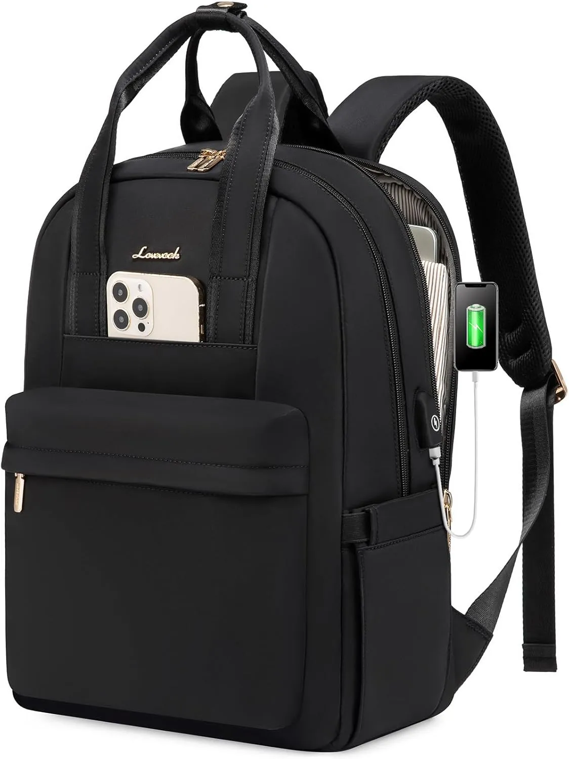 LOVEVOOK Laptop Backpack for Women, 17 Inch Travel Laptop Bag with USB Port, Waterproof Computer Backpack Purse for Work Teacher Nurse, Durable Casual Daypack