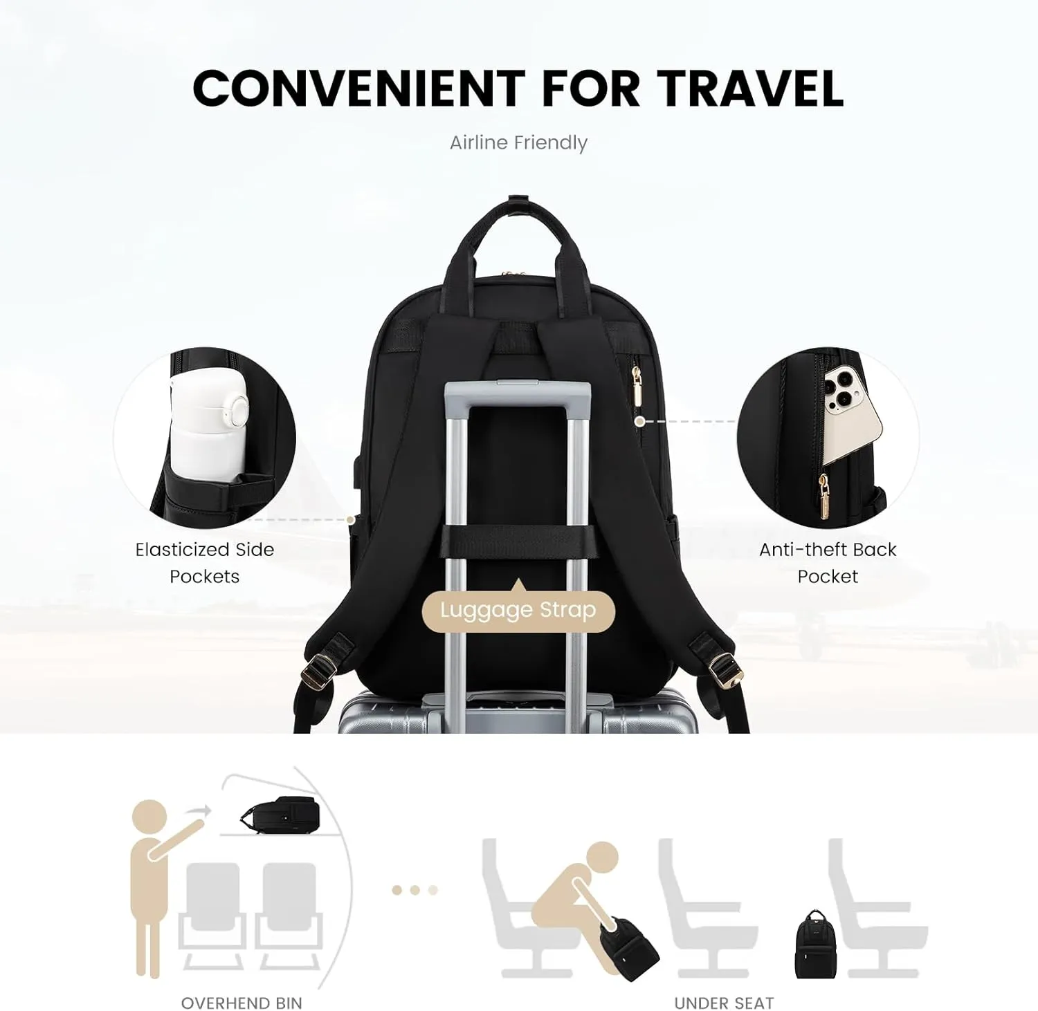 LOVEVOOK Laptop Backpack for Women, 17 Inch Travel Laptop Bag with USB Port, Waterproof Computer Backpack Purse for Work Teacher Nurse, Durable Casual Daypack