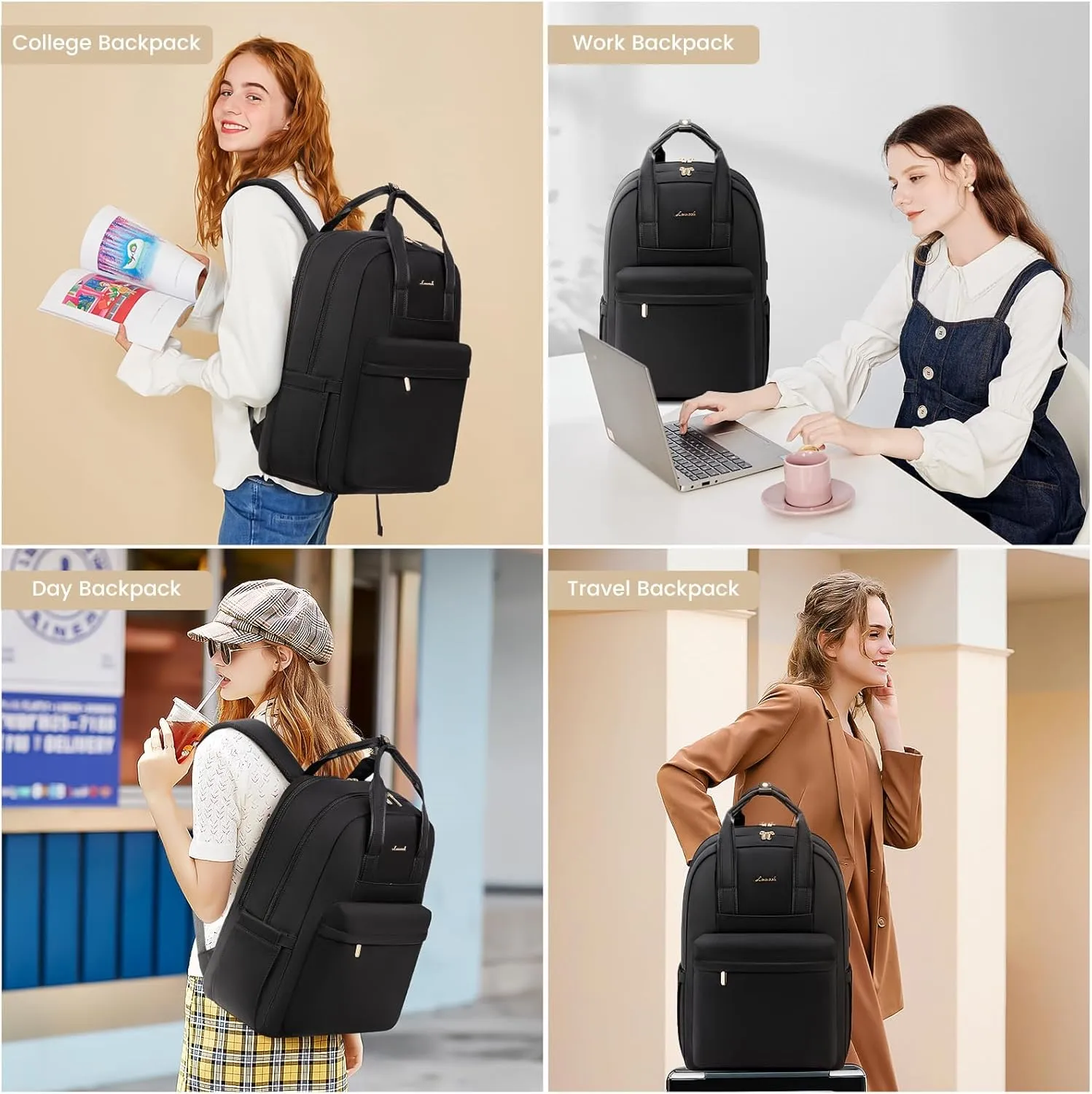 LOVEVOOK Laptop Backpack for Women, 17 Inch Travel Laptop Bag with USB Port, Waterproof Computer Backpack Purse for Work Teacher Nurse, Durable Casual Daypack