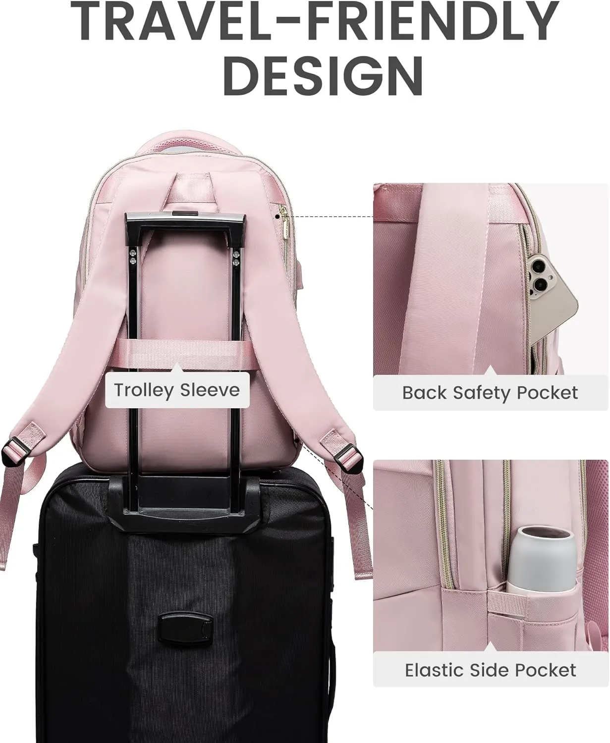 LOVEVOOK Laptop Backpack for Women, Slim Business Laptops Bag with Separate Computer Compartment Stylish Daypack for College Work Travel, Fits 15.6" Laptop