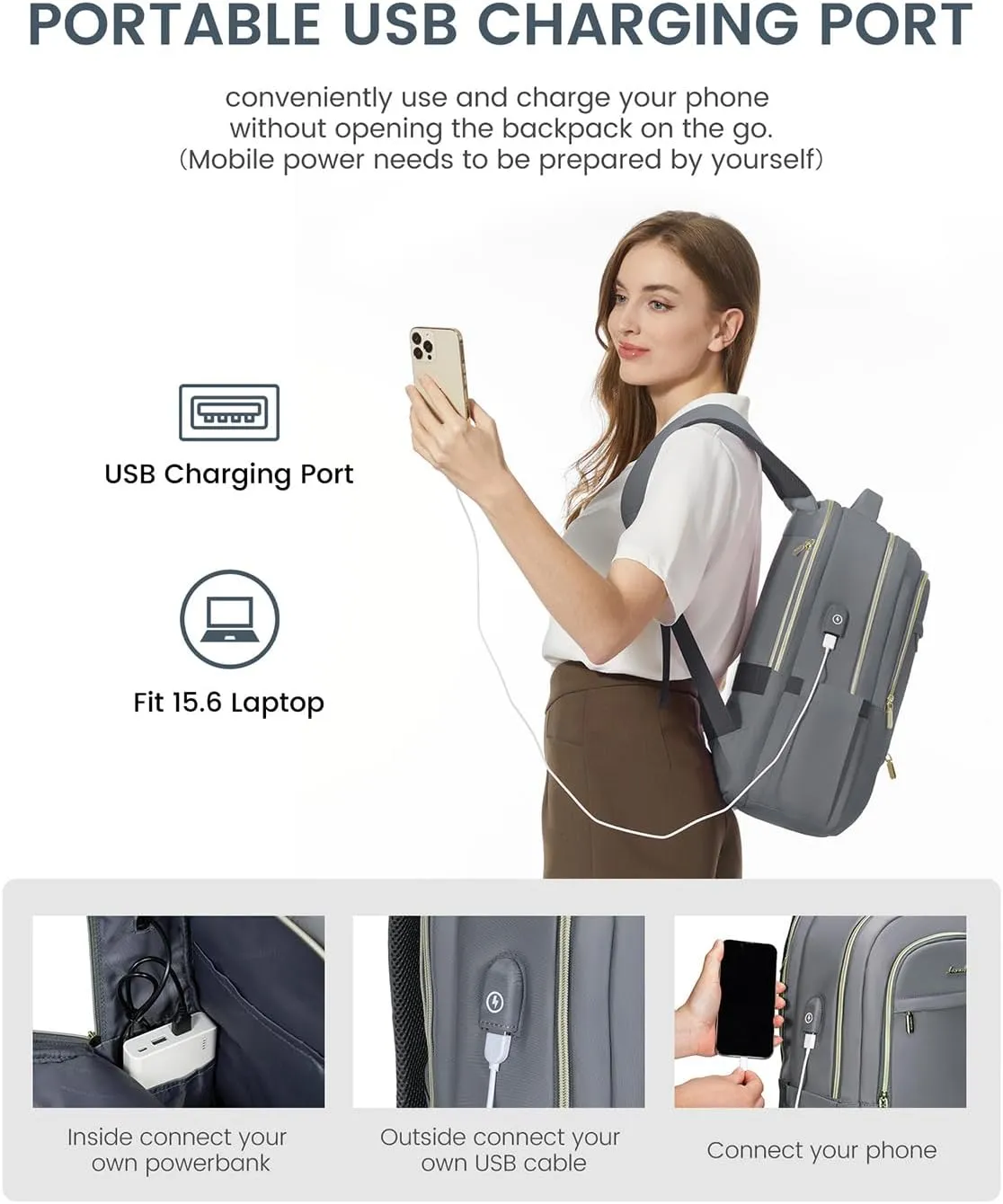 LOVEVOOK Laptop Backpack for Women, Slim Business Laptops Bag with Separate Computer Compartment Stylish Daypack for College Work Travel, Fits 15.6" Laptop