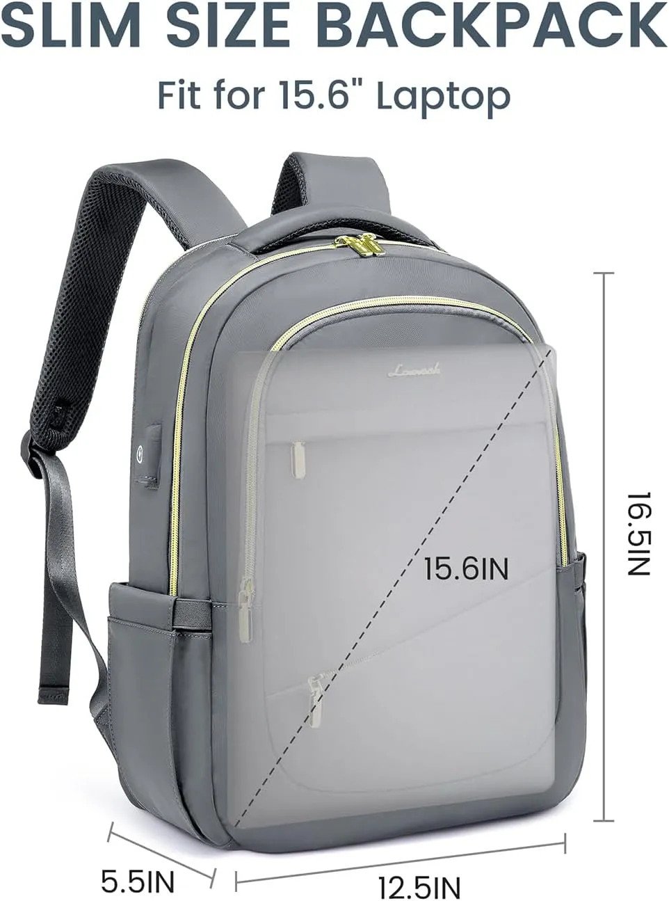 LOVEVOOK Laptop Backpack for Women, Slim Business Laptops Bag with Separate Computer Compartment Stylish Daypack for College Work Travel, Fits 15.6" Laptop