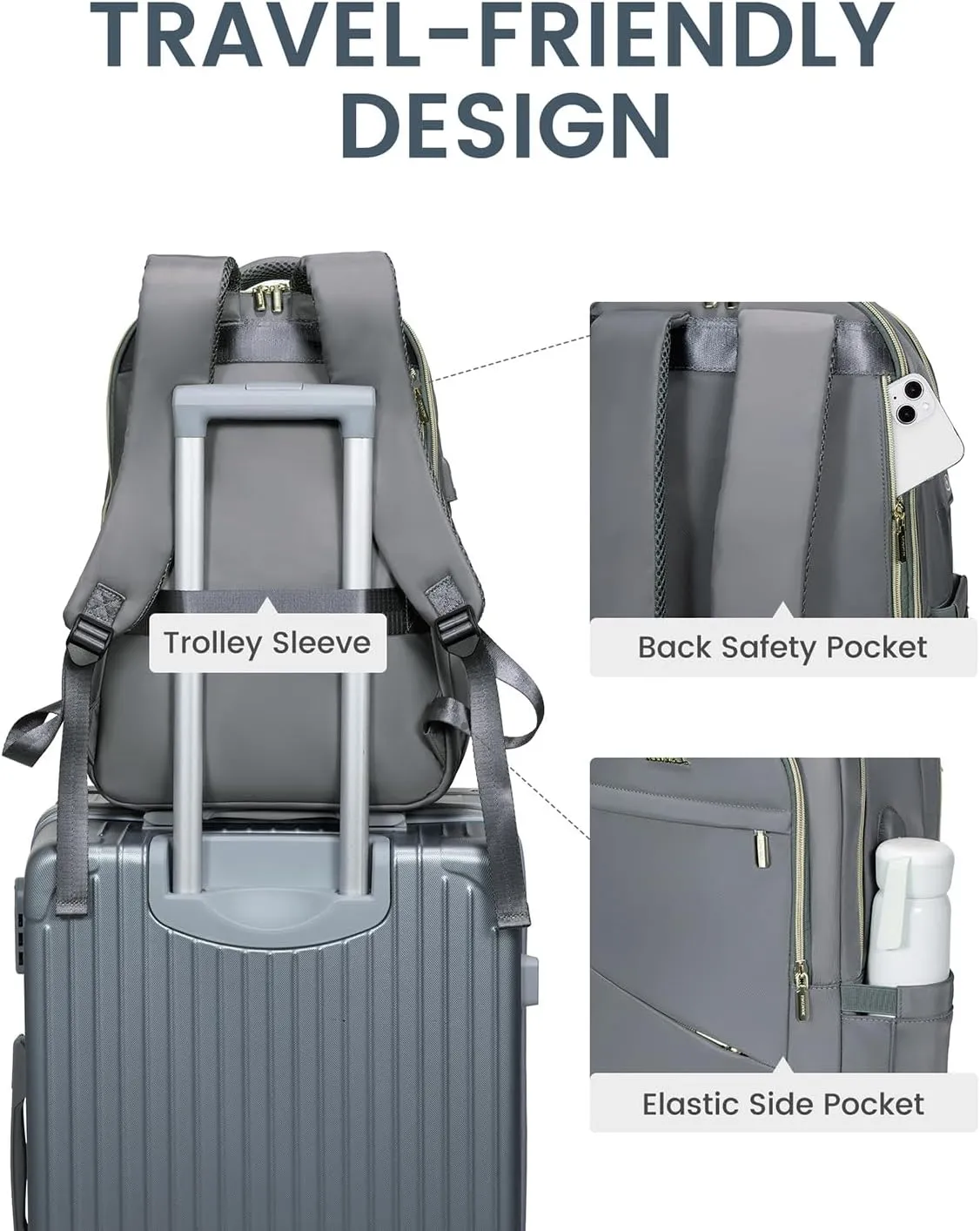 LOVEVOOK Laptop Backpack for Women, Slim Business Laptops Bag with Separate Computer Compartment Stylish Daypack for College Work Travel, Fits 15.6" Laptop