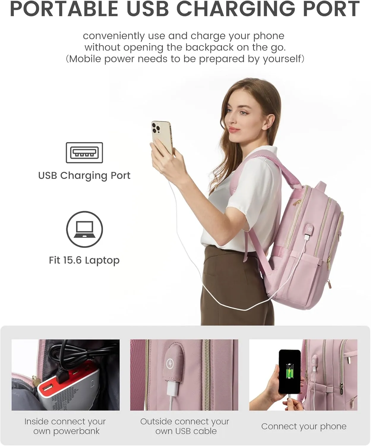 LOVEVOOK Laptop Backpack for Women, Slim Business Laptops Bag with Separate Computer Compartment Stylish Daypack for College Work Travel, Fits 15.6" Laptop