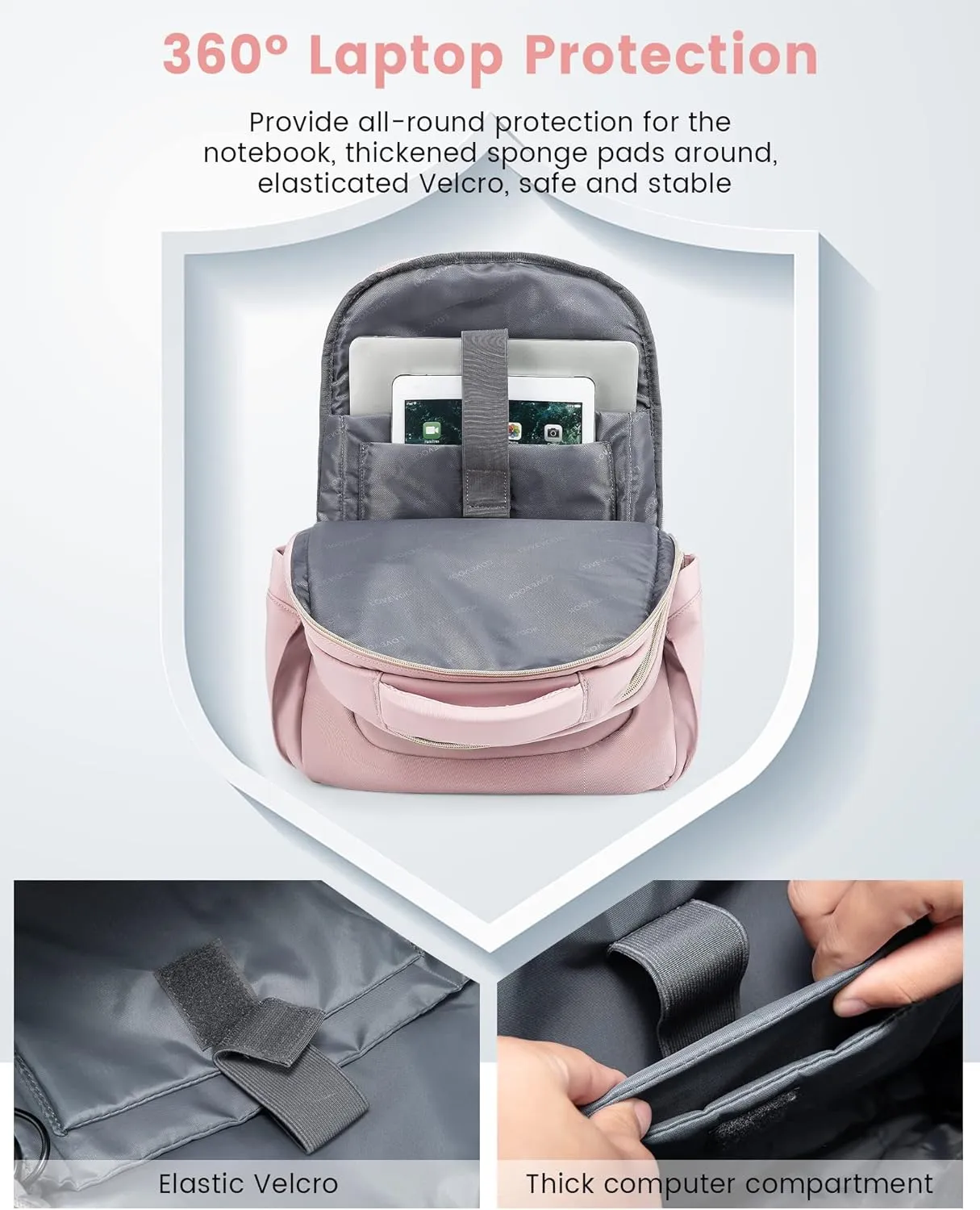 LOVEVOOK Laptop Backpack for Women, Slim Business Laptops Bag with Separate Computer Compartment Stylish Daypack for College Work Travel, Fits 15.6" Laptop