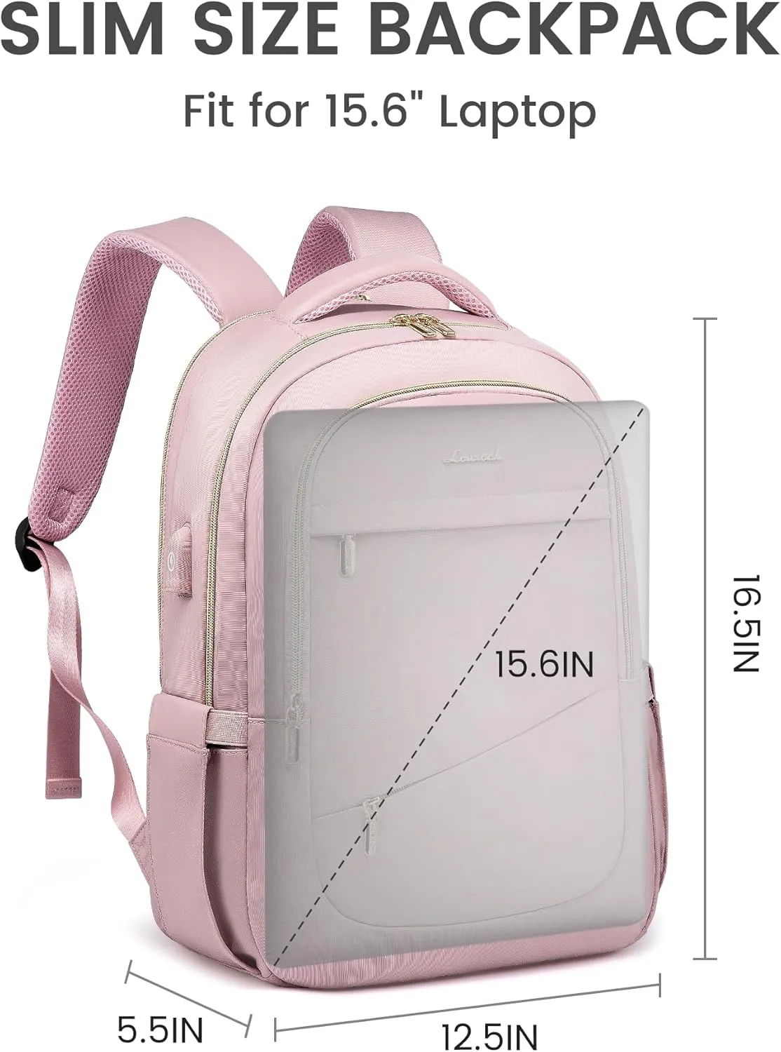 LOVEVOOK Laptop Backpack for Women, Slim Business Laptops Bag with Separate Computer Compartment Stylish Daypack for College Work Travel, Fits 15.6" Laptop