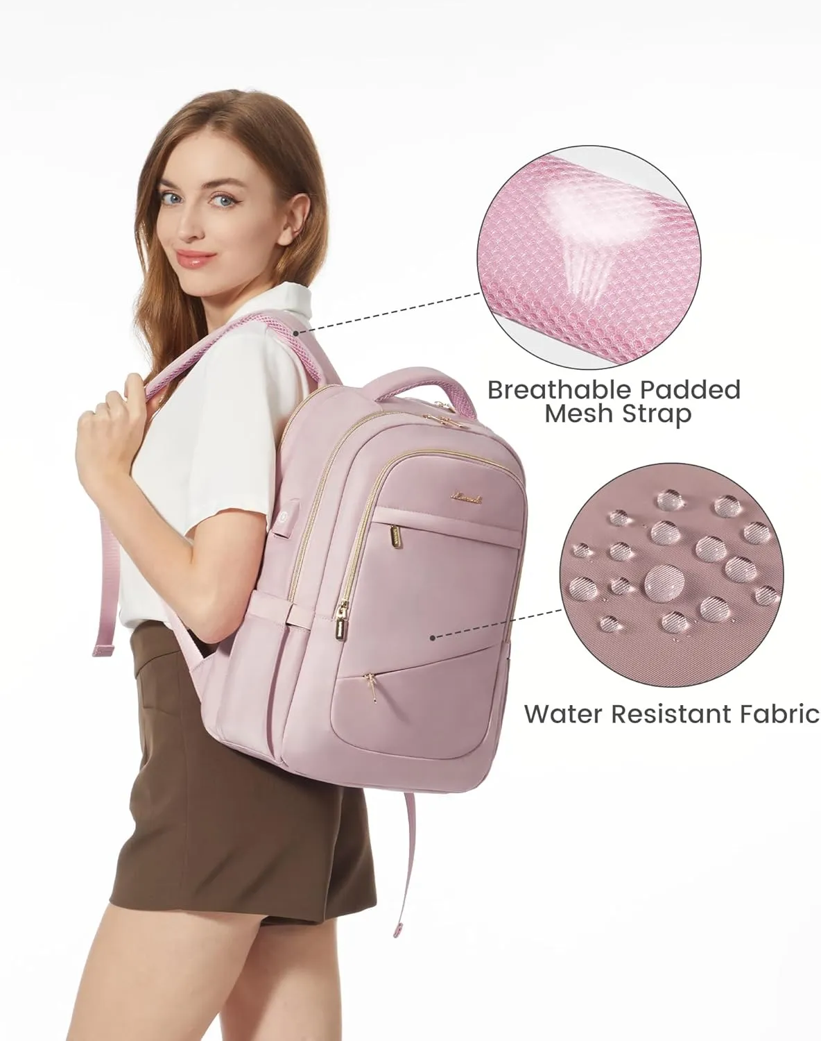 LOVEVOOK Laptop Backpack for Women, Slim Business Laptops Bag with Separate Computer Compartment Stylish Daypack for College Work Travel, Fits 15.6" Laptop
