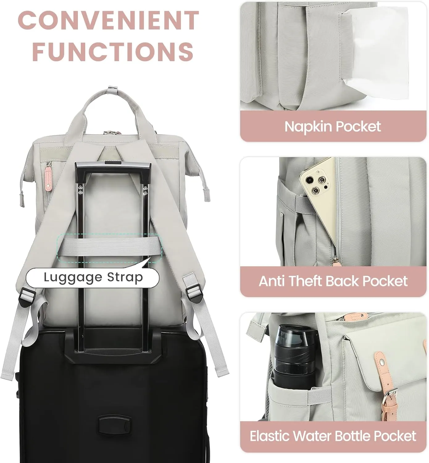LOVEVOOK Laptop Backpack for Women Teacher Work Bags Travel Backpack, Business Computer Laptop Bag Nurse Bags College Backpack Purse, 17 Inch