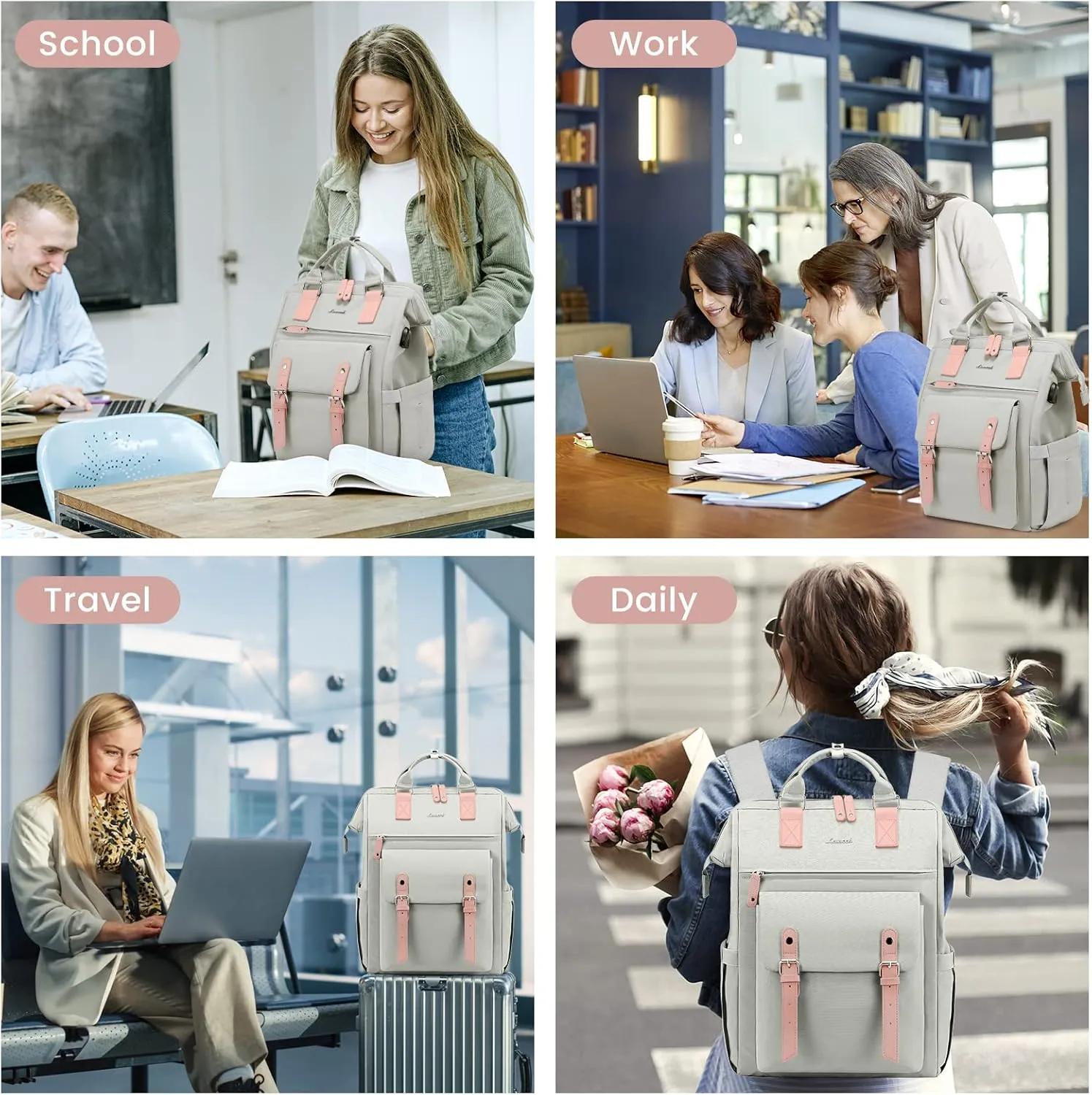 LOVEVOOK Laptop Backpack for Women Teacher Work Bags Travel Backpack, Business Computer Laptop Bag Nurse Bags College Backpack Purse, 17 Inch