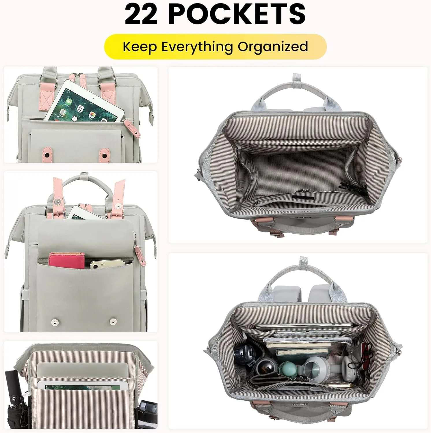 LOVEVOOK Laptop Backpack for Women Teacher Work Bags Travel Backpack, Business Computer Laptop Bag Nurse Bags College Backpack Purse, 17 Inch