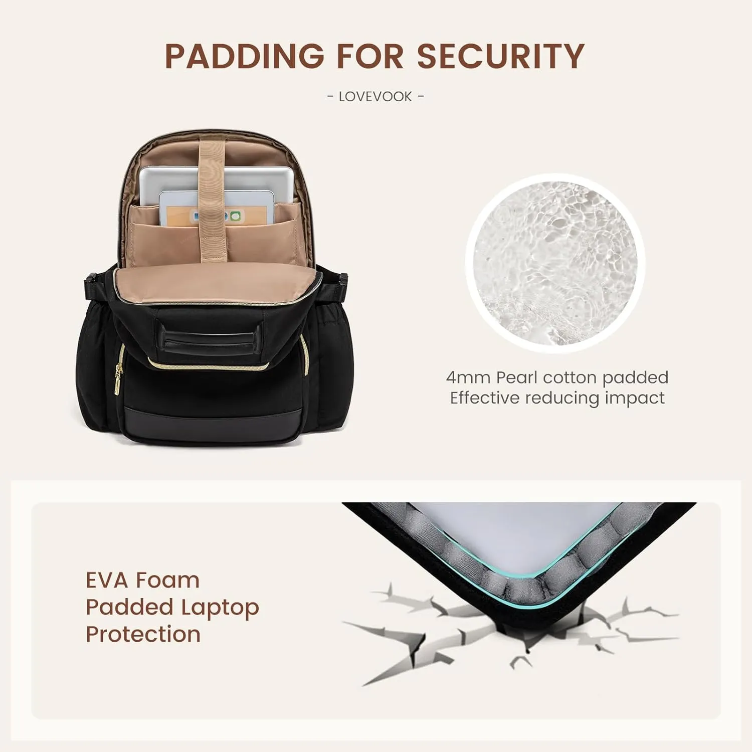 LOVEVOOK Laptop Backpack for Women with Pouch Pocket for Large Capacity Cup,18 Inch Laptop Computer Bag Travel Backpack Purse,Waterproof Work Business Backpack College Teacher Bags,Black