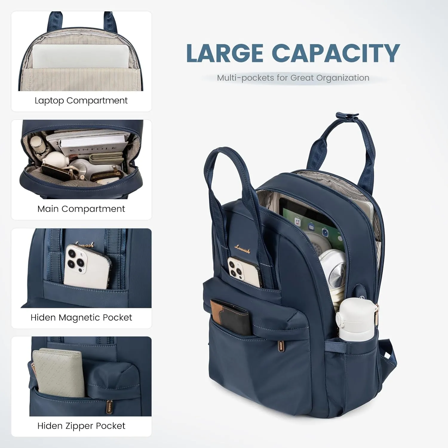 LOVEVOOK Laptop Backpack Purse for Women, 15.6 Inch Travel Laptop Bag with USB Port, Waterproof Work Teacher Nurse Computer Backpack, Durable Casual Daypack