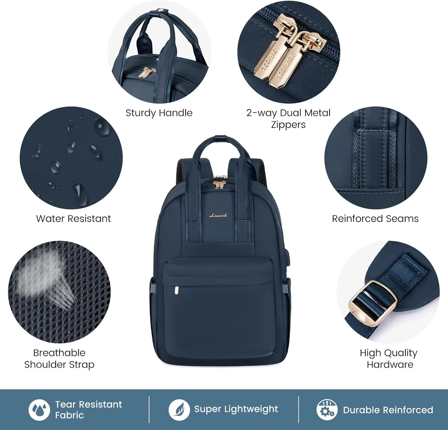 LOVEVOOK Laptop Backpack Purse for Women, 15.6 Inch Travel Laptop Bag with USB Port, Waterproof Work Teacher Nurse Computer Backpack, Durable Casual Daypack